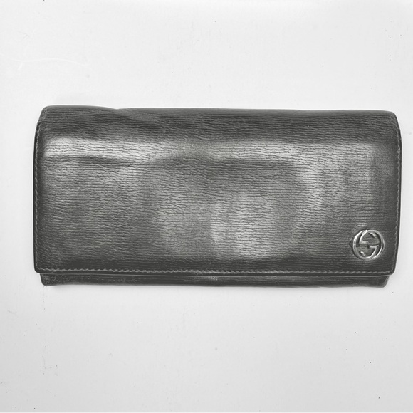 GUCCI Black Leather Bi-Fold Long Wallet - Picture 1 of 11